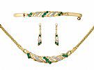 0.53ct Emerald and 0.20ct Diamond, 18ct Yellow Gold Jewellery Suite - Vintage Circa 1990