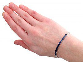 Vintage Blue Sapphire Bracelet wearing view