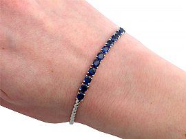 Vintage Blue Sapphire Bracelet wearing side view