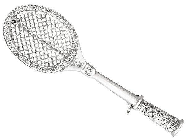 diamond badminton racket brooch