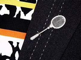 diamond badminton racket brooch lapel
