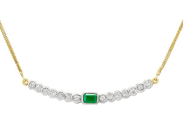 Vintage Emerald and Diamond Necklace in White Gold