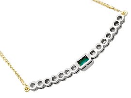 vintage emerald and diamond necklace in white gold