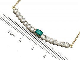 vintage emerald and diamond necklace in white gold