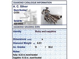 diamond and gemstone matador brooch grading 