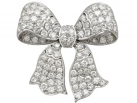 2.85ct Diamond and Platinum Bow Brooch - Antique Circa 1930