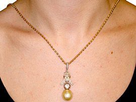 Gold South Sea Pearl Pendant Wearing