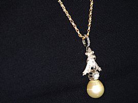 Gold South Sea Pearl Necklace Wearing Neck