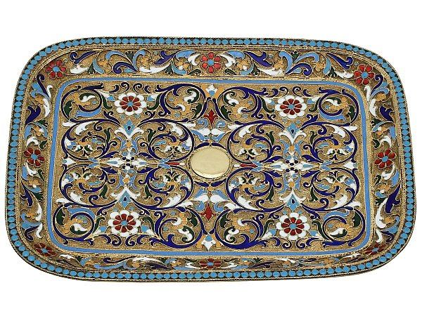 Russian Silver and Enamel Tray