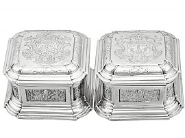 Sterling Silver Toilet Boxes - Antique George II (1733)