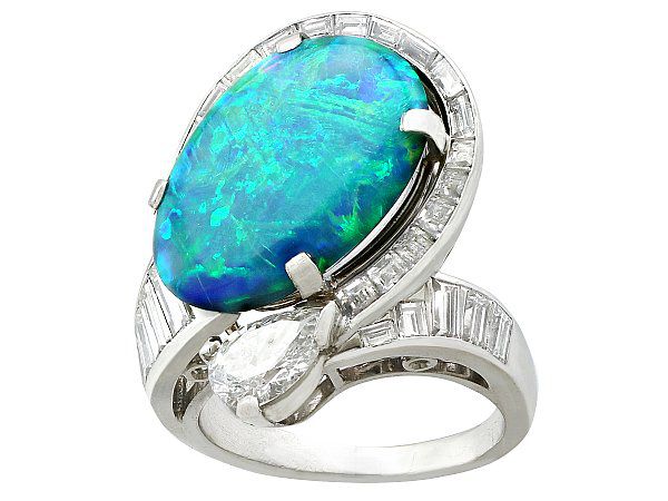 Large Opal and Diamond Ring Vintage