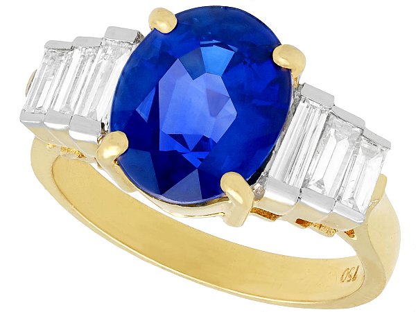 Vintage Oval Cut Sapphire Ring with Diamonds