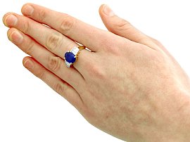 Vintage Oval Cut Sapphire Ring with Diamonds Wearing