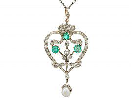 Antique Emerald and Diamond Pendant