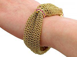 Italian Ruby and Gold Bracelet Wrist Wearing