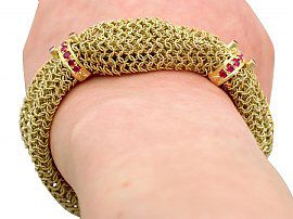 Italian Ruby and Gold Bracelet Arm Wearing