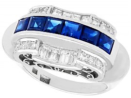 1.20ct Sapphire and 0.96ct Diamond, Platinum Dress Ring - Art Deco - Antique Circa 1935