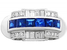 Platinum Sapphire Art Deco Ring