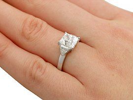 Certified Diamond Engagement Ring Princess Cut Hand Wearing