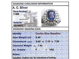 Cushion Cut Ceylon Sapphire Ring
