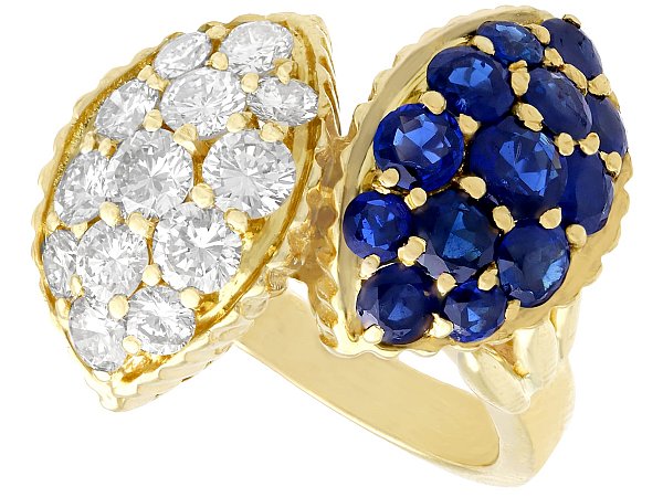 Vintage Sapphire and Diamond Ring Yellow Gold