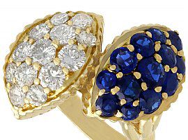 Vintage Sapphire and Diamond Twist Ring Yellow Gold