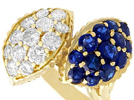 Vintage Sapphire and Diamond Twist Ring Yellow Gold