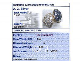 grading card sapphire and diamond ring