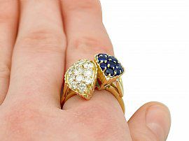 Wearing Sapphire and Diamond Ring in Yellow Gold