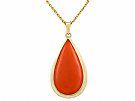 16.81ct Coral and 20ct Yellow Gold Pendant - Vintage Circa 1960