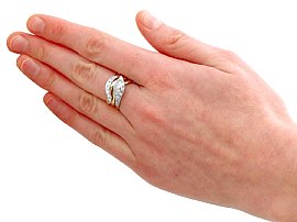 Gold Diamond Snake Ring Hand Wearing