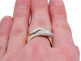 Gold Diamond Snake Ring Finger Wearing