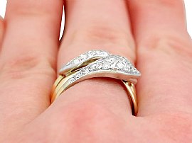 Gold Diamond Snake Ring on model finger