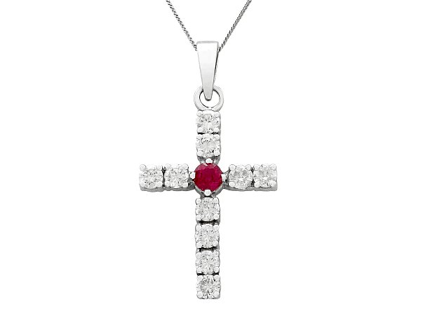Vintage Ruby and Diamond cross Pendant
