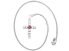 Vintage Ruby and Diamond cross Pendant for Sale