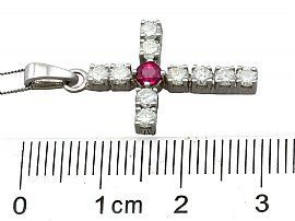 Vintage Ruby and Diamond Cross Pendant Ruler