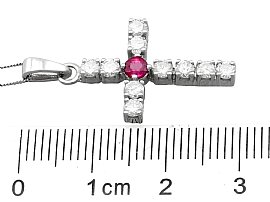 Vintage Ruby and Diamond Cross Pendant Size