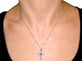 Vintage Ruby and Diamond Cross Pendant Wearing