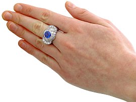 Sapphire and Diamond Ring Platinum on Hand