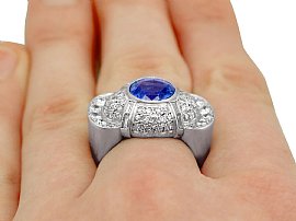 Wearing Sapphire and Diamond Ring Platinum