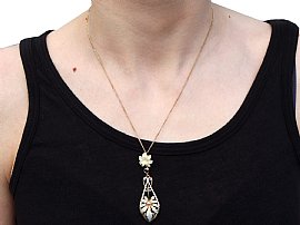 Victorian Diamond and Enamel Pendant Wearing