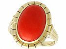 4.84ct Coral and 14ct Yellow Gold Dress Ring - Vintage Circa 1940