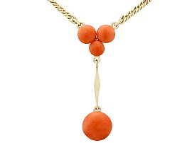 2.72ct Coral and 14ct Yellow Gold Necklace - Antique Circa 1930