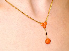 wearing coral necklace antique for sale