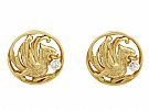0.10ct Diamond and 18ct Yellow Gold Cufflinks - Antique French Circa 1890