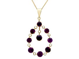 4.12ct Amethyst and Pearl, 15ct Yellow Gold Pendant - Antique Victorian