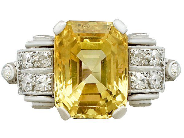 antique yellow sapphire diamond ring