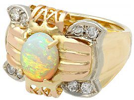 Vintage Gold Opal Dress Ring 3/4 angle