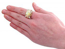 Vintage Gold Opal Dress Ring wearing full view