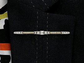 Antique Pearl Bar Brooch wearing 